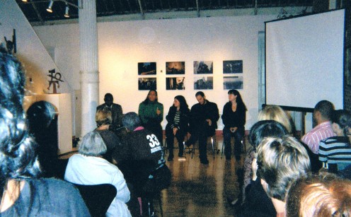 In front of a huge crowd, the discussion took place in the Pomegranate Gallery in SoHo. 