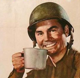 If I was betting I would say this GI was enjoying a cup of jo full strength, not decaf.