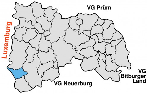 Map location of Dasburg on the border with Luxembourg
