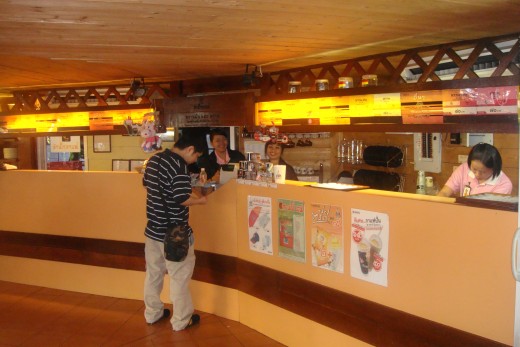 Inside the coffee shop.