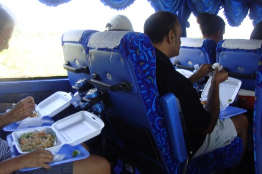 Passengers eating. 