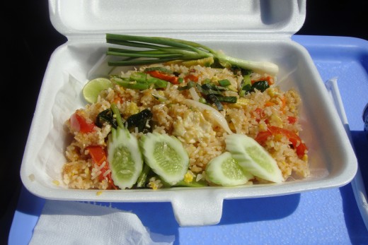 I ordered fried rice with vegetables--yummy. There were at least eight different lunches to choose from.