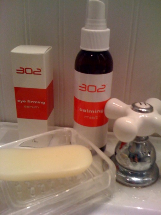 The three 302 products I use daily. A minimal, effective, no-hassle skincare regime.