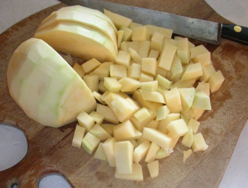 The sturdy rutabaga requires a sharp, heavy knife for cutting into halves and thick slices.