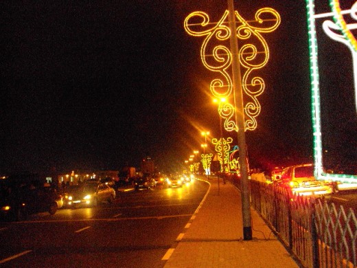 Light decorations on road side