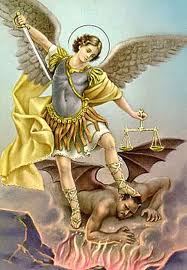 The battle between Michael and Lucifer, ending with Lucifer being banished with the angels he convinced to fight with him.