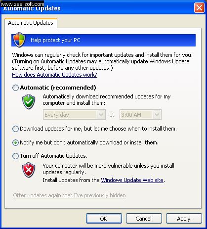 Notify me but don't download automatically. is required option