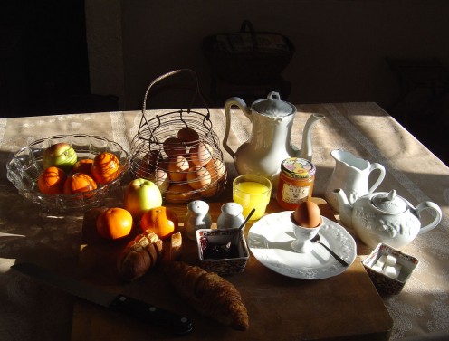 Breakfast at Les Trois Chenes - All this plus cereals and yoghurt - AND a border!