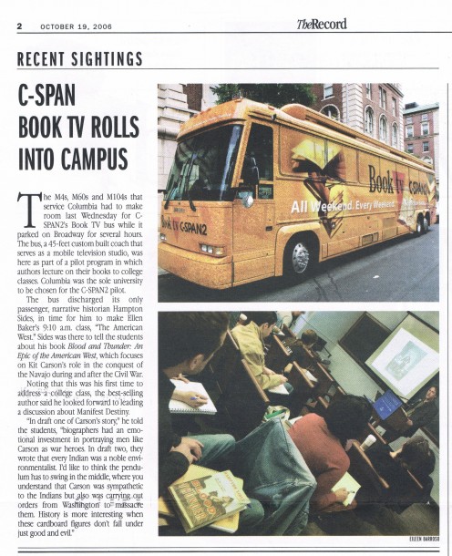 Article I found a week later about the bus and Sides' talk.