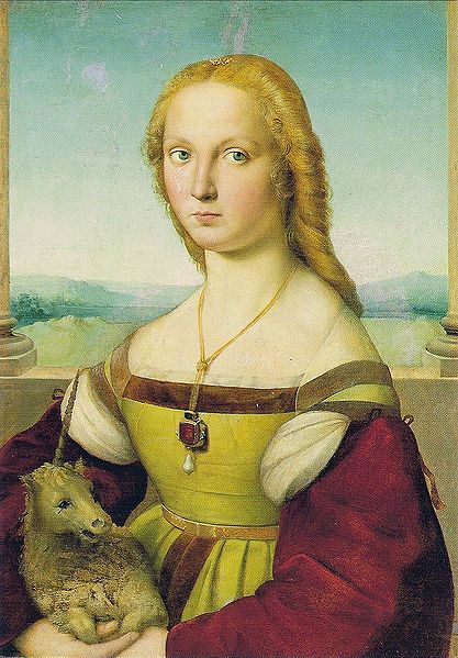 Sanzio, Raffaelo - Dama con Liocorno - 1506 Public domain ~ copyright has expired Details: http://en.wikipedia.org/wiki/File:Sanzio,_Raffaelo_-_Dama_con_Liocorno_-_1506.jpg