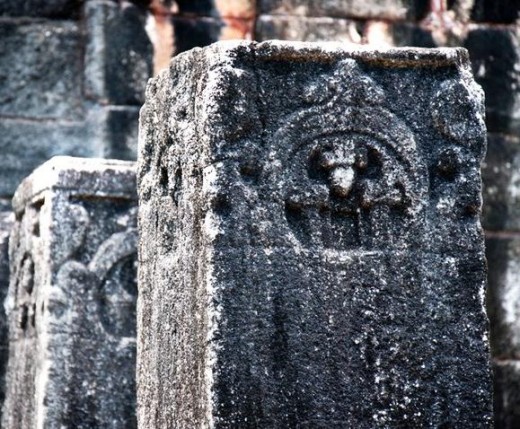 Stone Pillars in Nalanda Gedige