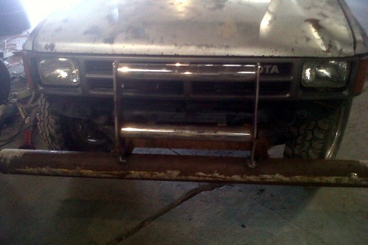 At work we did a quick weld job to make an ugly, yet functional, bull bar on one of our customer's hunting truck.