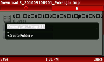 22) SELECT And SAVE the jar  file to MemoryCard-APPS as your destination folder