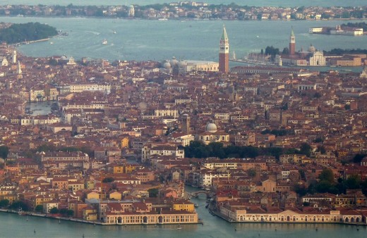 Venice with its many canals and bridges.