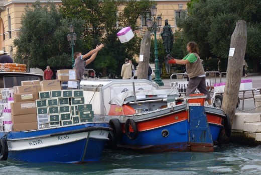 Unloading a boat in Venice!