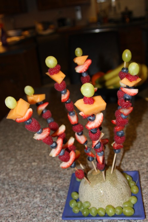 Mixed berries on skewers
