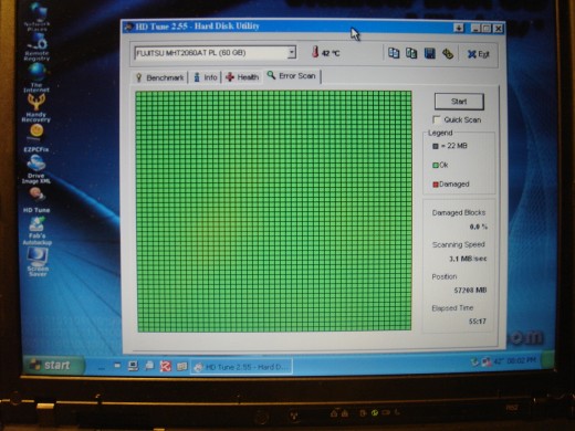 Scan results for hard drive. No damaged block.
