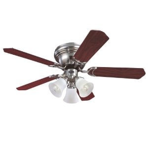 Westinghouse 7861500 Contempra Trio Three-Light 42-Inch Five-Blade Ceiling Fan, Brushed Nickel with Frosted Glass Shades