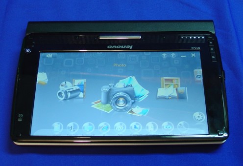 Tablet mode; This S10-3t has an 8-cell battery, which extends about an inch.