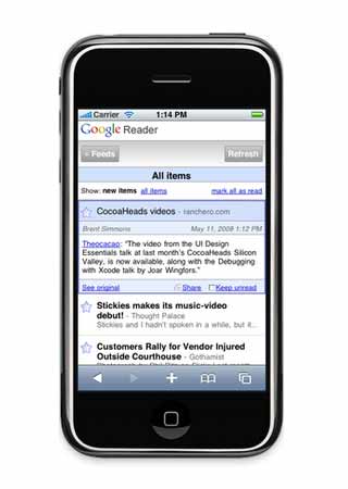 Google Reader for Mobile Phone