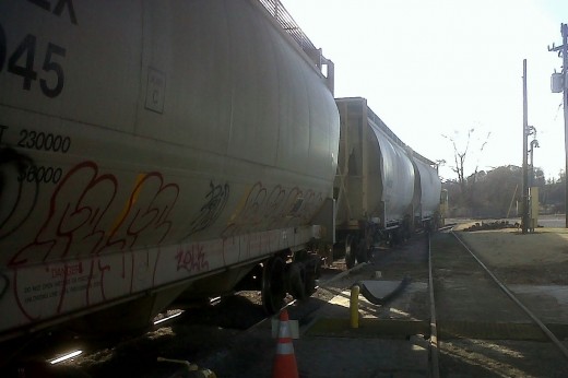 After nearly a 4-month hiatus, we finally got a couple of rail cars in to unload.  It would've been more exciting if it hadn't been a high of 35 degrees today.