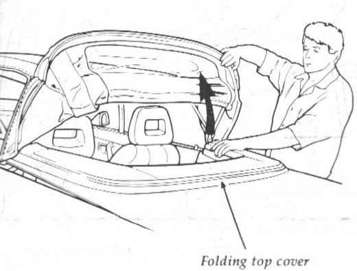 This shows the rear glass being lifted over the top in order to open the storage lid. Many will then lower it in this position, which is wrong.