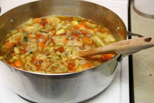 I christened my new Calphalon duch oven with a steaming pot of homemade minestrone soup.