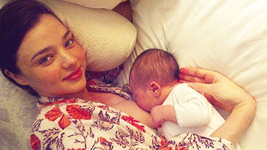 Miranda Kerr breastfeeding her baby
