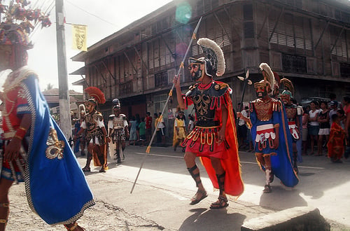 Locals donned in centurion outfits parade around town during the Moriones Festival in Marinduque.