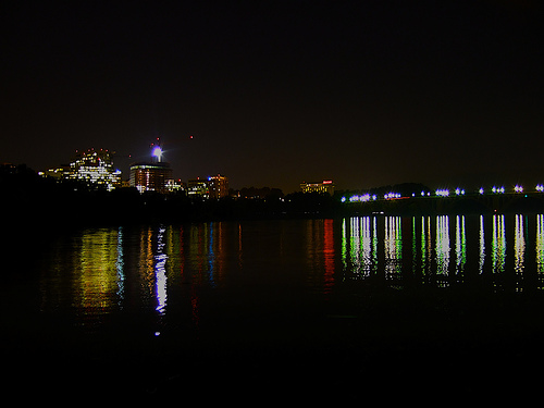 View of Rosslyn and Key Bridge from Georgetown Harbor