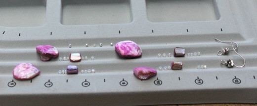 Components for Dangling Earrings laid out for assembly