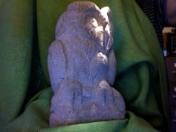 Carving a Cement Stone Into a Post-Funky Tiki Owl Sculpture