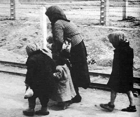 The unaware last walk to the gas chamber at Birkenau. Accessed from http://www.jewishvirtuallibrary.org/jsource/Holocaust/unaware.html