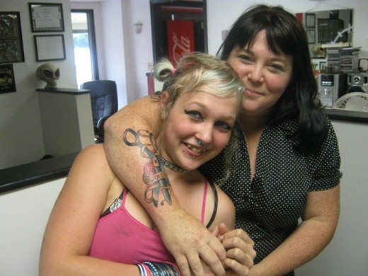 Me and my darling. She went with me to get my first tattoo. My Sew or Die  Tattoo. 
