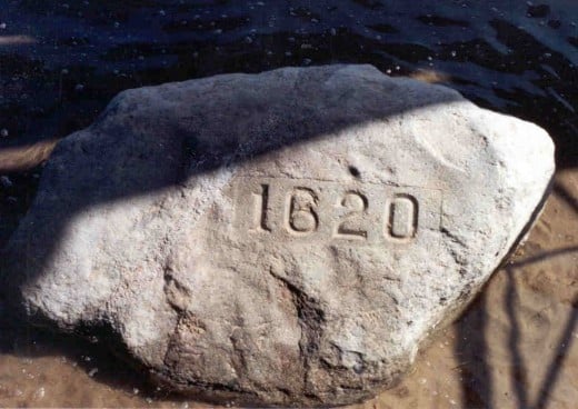 This is the actual rock with the date carved on it. With the foundation of the Plymouth Rock Colony, the British established a beach head in N. America. The real start of conquest can be measured from here. This is 4 years from the b'ak'tun start.
