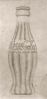 Original drawing in 1915, designing coca-cola's trademark bottle