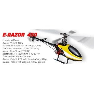 6 Channel E-Razor 450 Metal RC Helicopter 100% RTF - Fully Upgraded! Ready for 3D