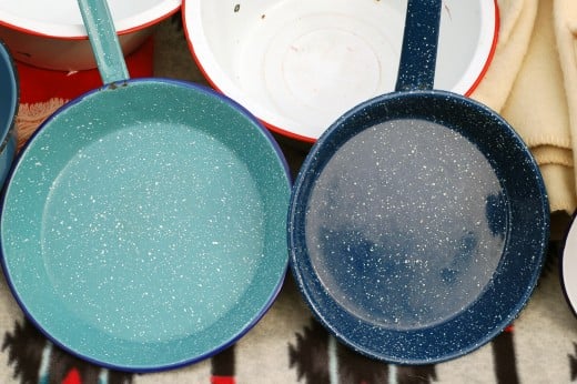 Pans can also have a colored coating which doesn't affect the cooking.
