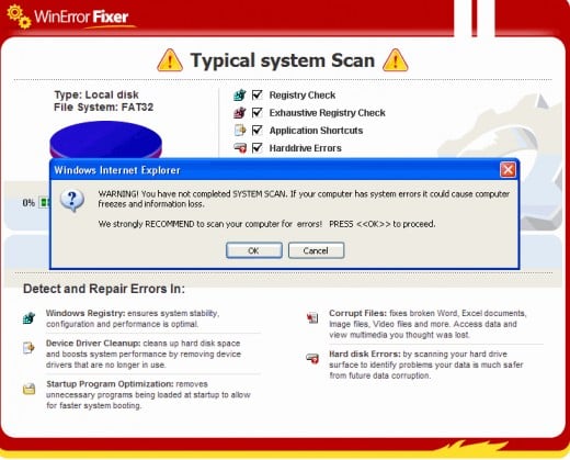 WinFixer Internet Explorer Scam