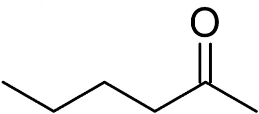 (note that the carbons and hydrogens are left out) The main hydrocarbon chain is 6 carbons long, the oxygen is bonded to the second carbon: 2-hexanone 