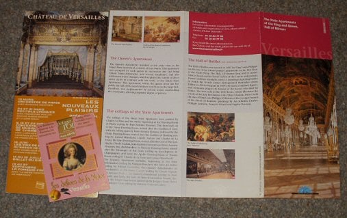 Brochures from the Palace of Versailles, along with the packaging from my apple candies 'from the King's Garden Kitchen'