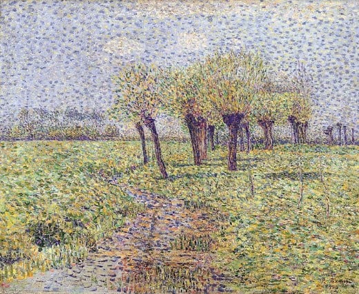 1900 painting by Paul Baum, 'Sint Anna ter Muiden, Meadows by the stream'