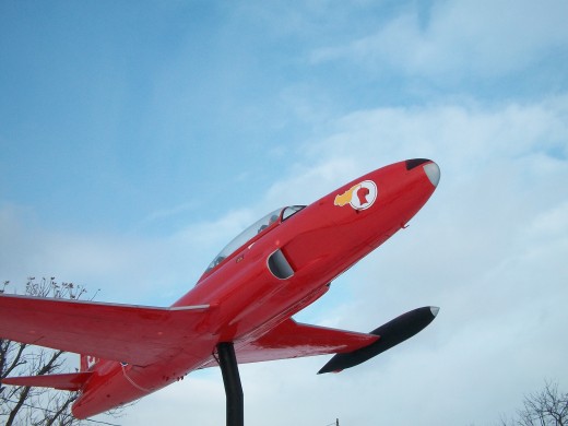 'Red Knight' T-33 on display at Sugarbowl Park, Fort Erie, Ontario