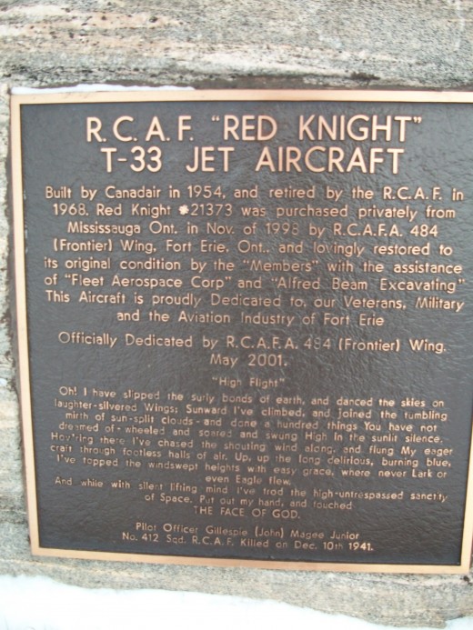 Historical plaque re. T-33 airframe on display