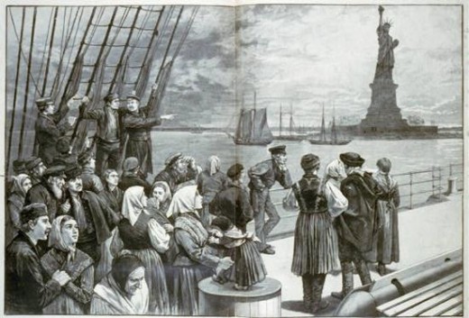 Irish immigrants  arrive in New York.