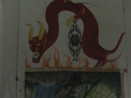 An old painting I did whilst at college on my wardrobe.
