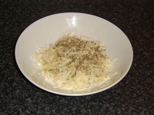 Grated cheddar cheese with sage and black pepper