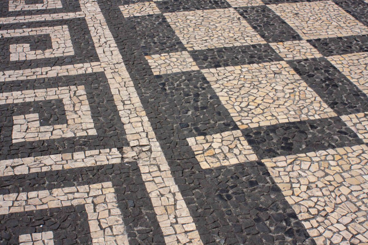 Many of the streets of Funchal are decoratively tiled in black and white in various designs. I seem to have taken lots of photos of these; sad aren't I? 