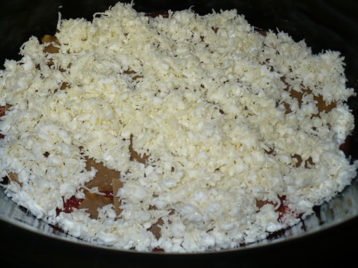 cheese layer over the noodles