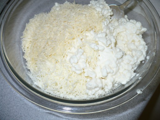 mixture of three different kinds of cheese